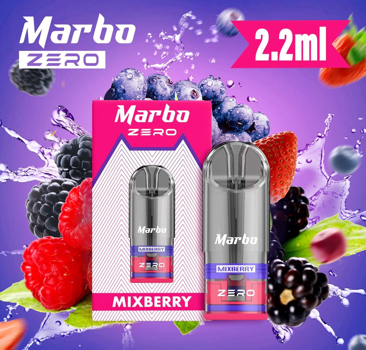 หัวพอตน้ำยา กลิ่นมิกซ์เบอร์รี่ Marbo Zero Mix Berry